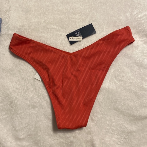 Abercrombie & Fitch High Leg Cheeky Swim Bottom- Red/ rust - Picture 2 of 3